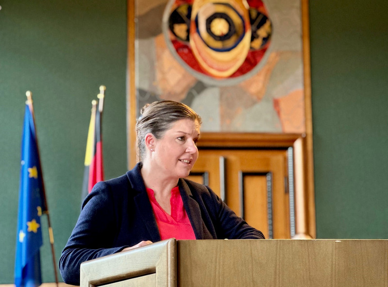 Sachsen-Anhalts Ministerin für Justiz und Verbraucherschutz Franziska Weidinger hielt das Grußwort.